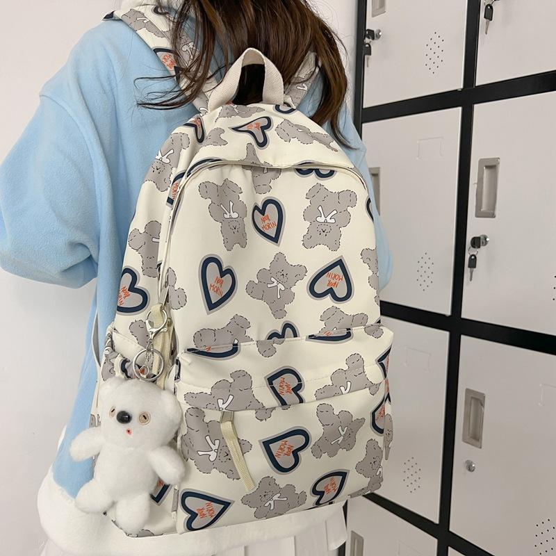 2025 Spring New Print Graffiti Cute Animal Backpack Fashionable and Fresh Student Contrasting Color Travel Bag