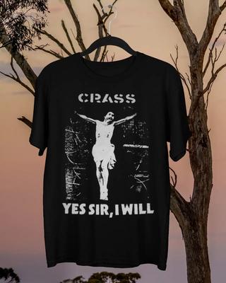 Rare Crass Yes Sir I Will Cotton Black Men T- Shirt S To 5XL Gift Fans BE184... Unisex T-Shirt