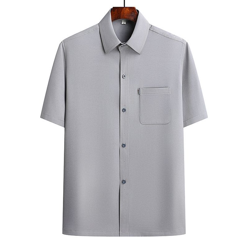 Middle-aged and elderly ice silk short-sleeved thin shirt men's summer dad suit summer grandpa clothes elderly men's shirt