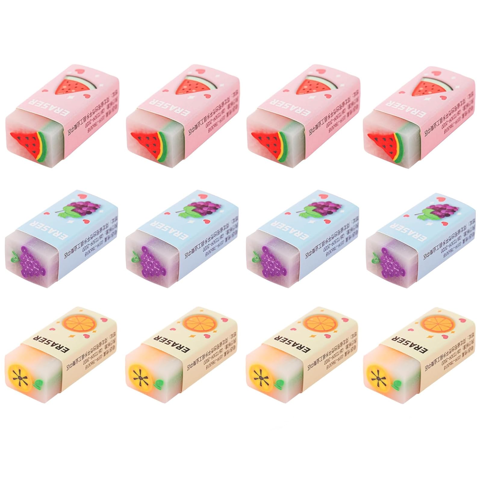 

Eraser Set for Elementary School 12 Cute Pencil Stick Effective Popular Office DIY Easy to Small for 6 Themes Students Erasers, Erasers, Erasers,