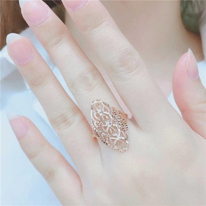 Purple Gold Russian Rhombus Car Flower Ring Hollow 585 Color Gold Fashionable Simple Ring Live Design