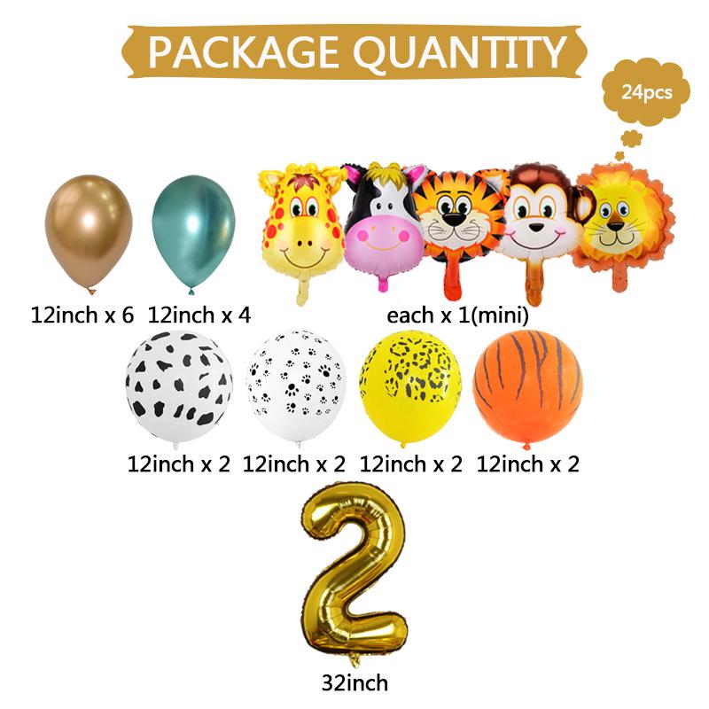 Cross-border Forest Animal Party Balloon Set: Aluminum Number Balloon Columns for Birthday Decor