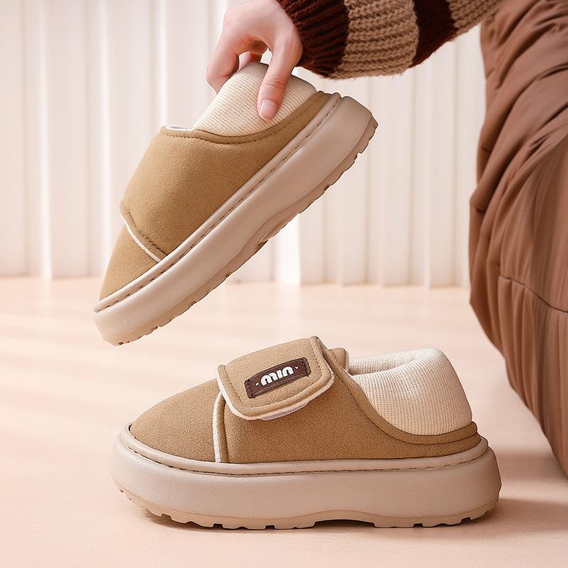 Velcro cotton shoes winter wear fashion home warm indoor non-slip thick-soled cotton slippers winter