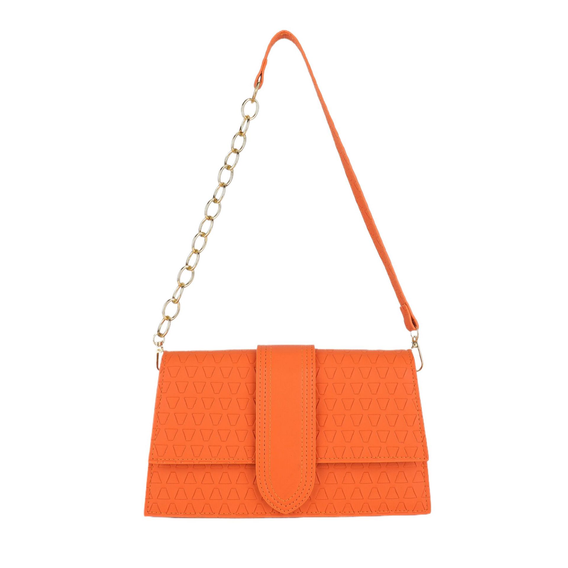 

2024 текстурна ніша в іноземному стилі невелика квадратна сумка з відступом жіноча сумка під пахвами на одне плече сумочка для приміських поїздок помаранчевий