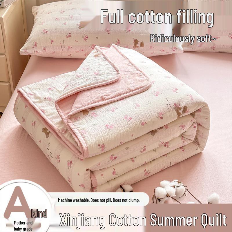 All-Cotton Summer Quilt: Lightweight, Breathable, Cooling Quilt for Dormitory and Home Use