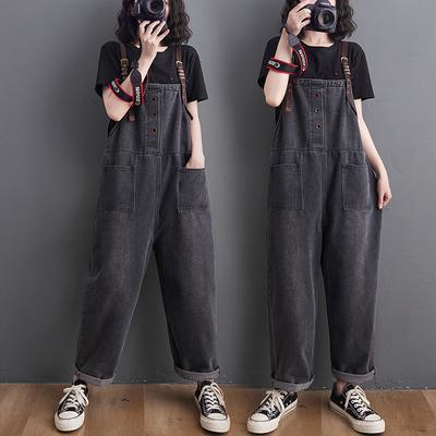 Spring and Autumn Overalls, Loose Trousers, Large Size Casual Sling Jeans, Women