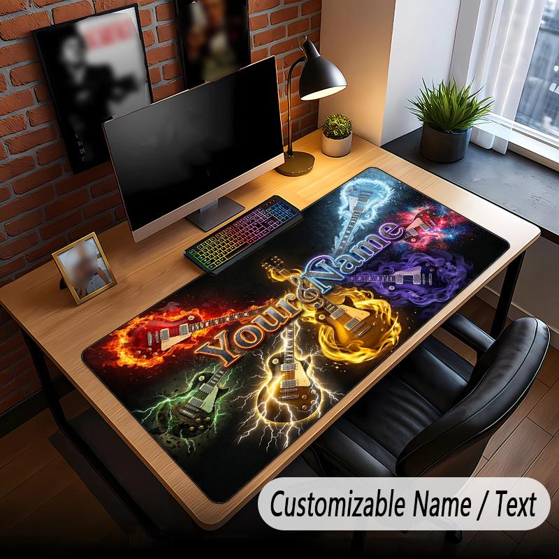 Music Guitar Theme Custom Mouse Pad Personalized With Name Text Customized Desk Mat For Office Home Decor