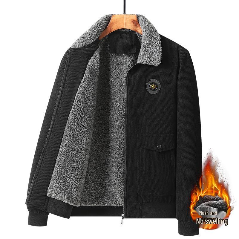 Winter 2025 Men's Lambswool-Lined Corduroy Workwear: Fashionable, Casual, Loose, and Warm Cotton Apparel
