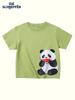 Camiseta de Algodão de Verão Infantil 2026 - Estampa de Panda Cartoon, Gola Redonda, Manga Curta, Macia e Versátil