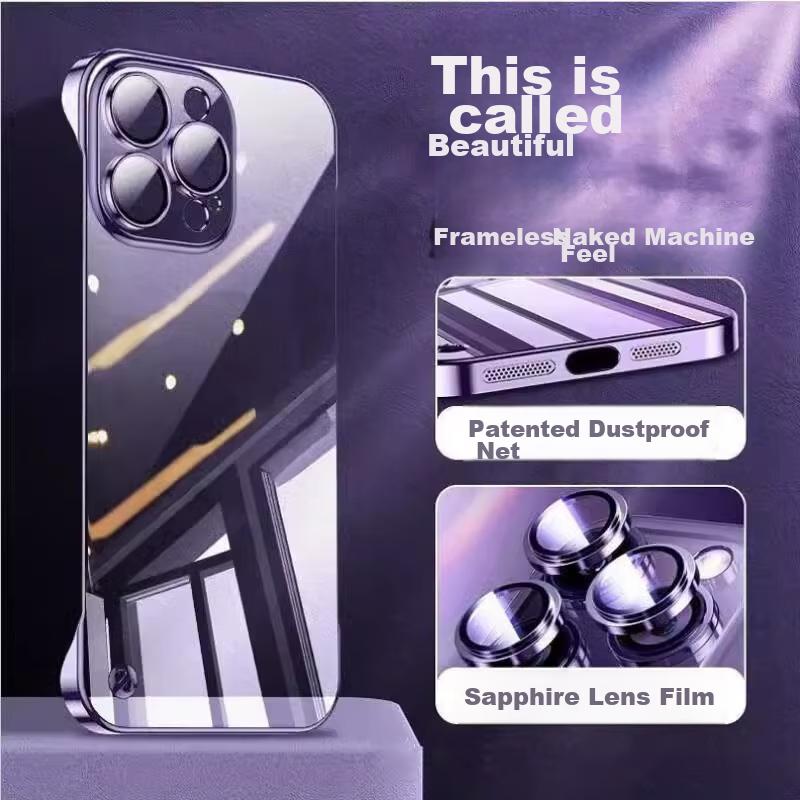With Built-In Lens ProtectorPhone Case for IPhone 14 Pro Max, Borderless Full Lens Protection, Fully Transparent, Ultra-Thin, Shockproof Case