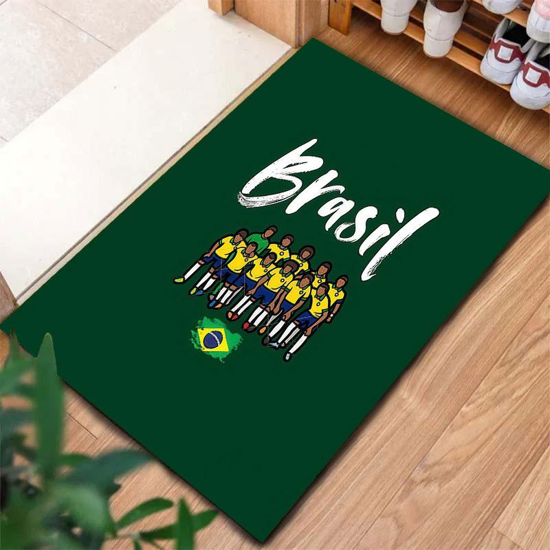 Brazil National Football Team Carpet Rug for Living Room Bedroom Home Sofa Decoration,Kids play Non-slip Floor Mat