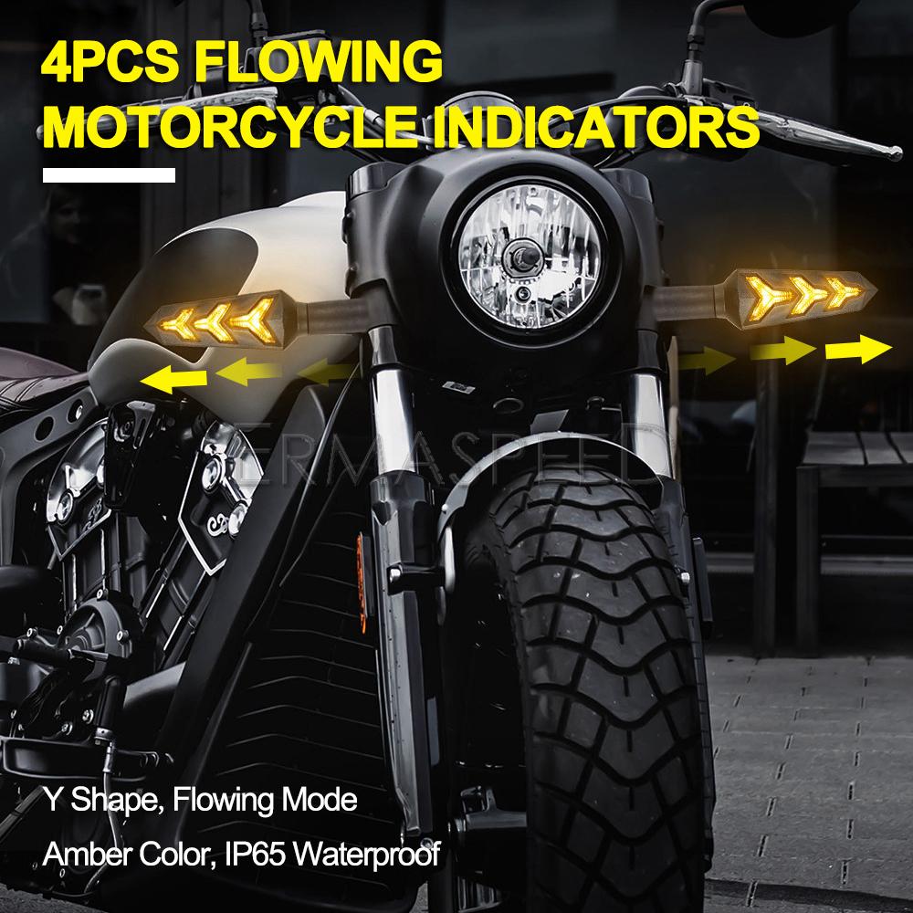 4 STÜCKE Fließende LED Motorrad Blinker Motorrad Blinker 12V Gelbe Lampe Blinker Für Roller Quad Bike Elektro