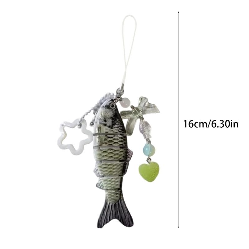 Creative Fish Keychain With Star Charm and Tassels for Phone Bag Car Decoration Handmade Resin Pendant Gifts Ideas