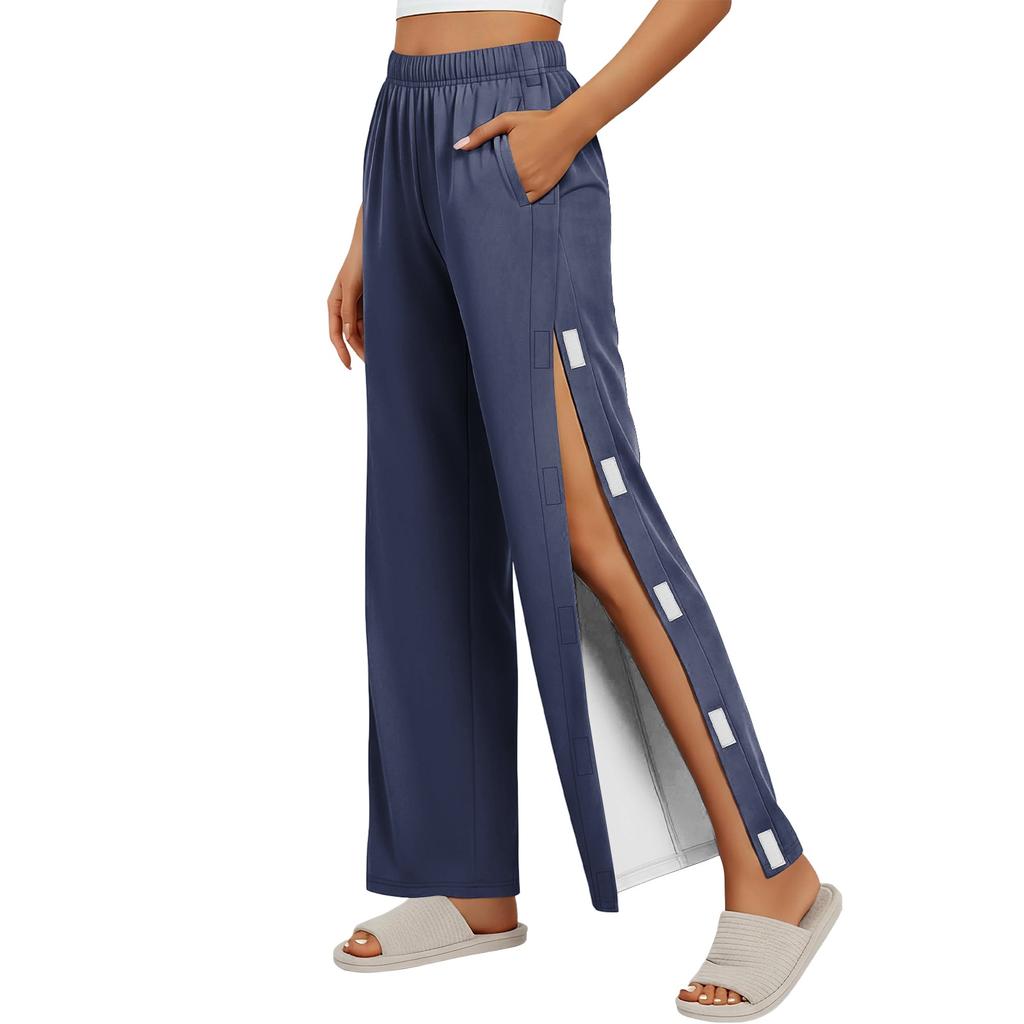 Women’s Side Closure Rehabilitation Pants Easy Open Adaptive Design Loose Fit Elastic Waistband