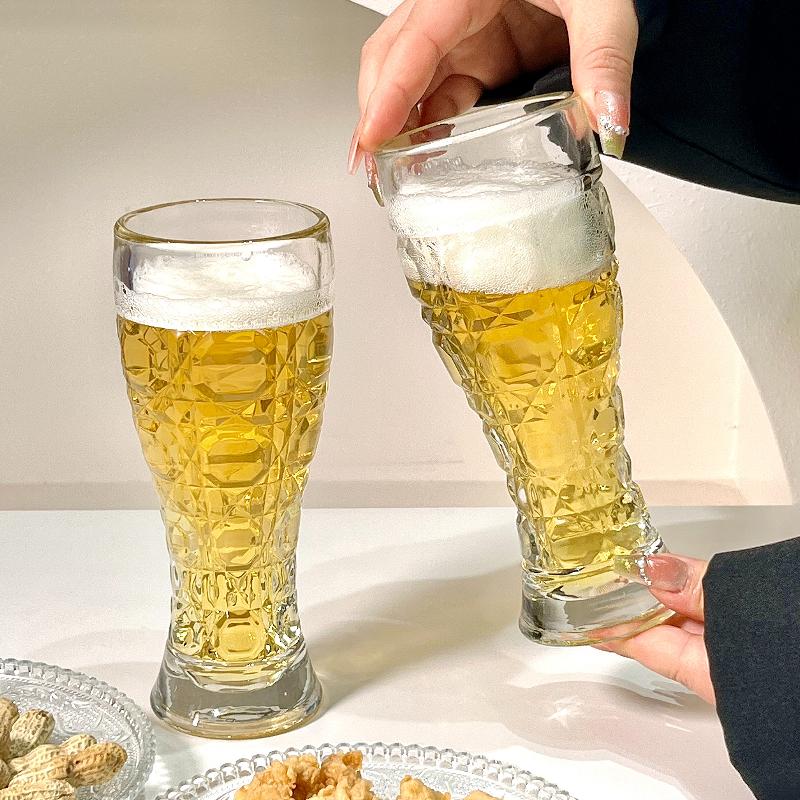 2pcs Sets Beer Glass Unique Design Thickened Craft Beer Glass Party Large Capacity Water Cup Wheat Beer Glass Kitchen Supplies
