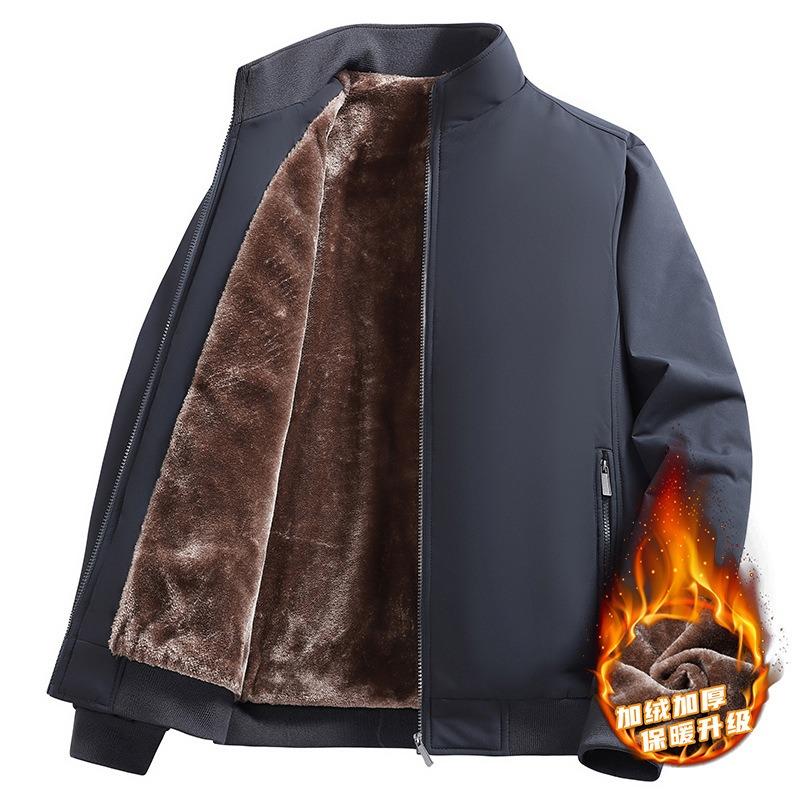 New High-end Executive Clothes Men's Warm Cotton-padded Clothes Medium and Old Autumn and Winter Fleece Thickened Plus Size Jacket
