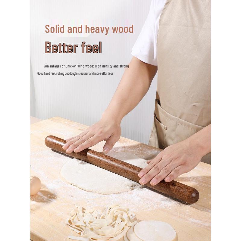 Solid Wood Rolling Pin for Dough, Dumplings & Baking - Round Head Design
