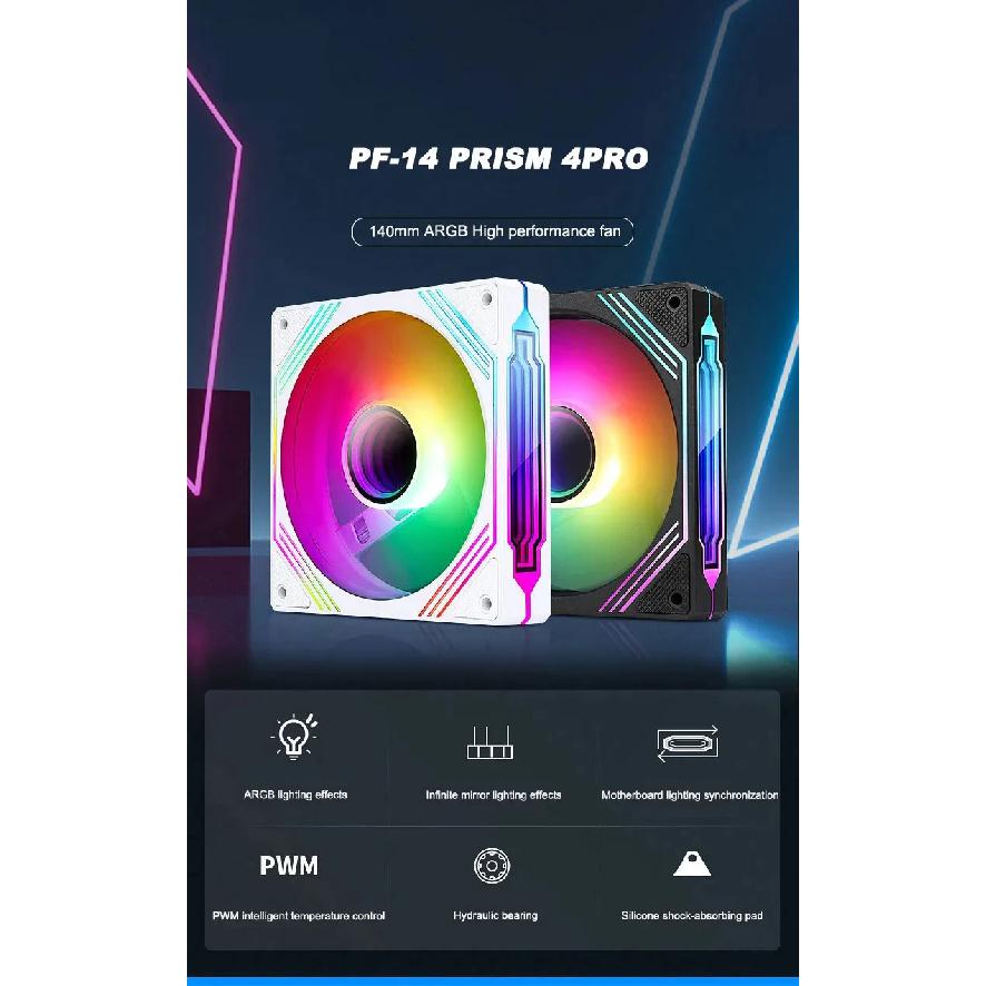 UPSIREN PF-14 PRISM 4PRO Computer Chassis Fan 14cm ARGB 4 Pin PWM Quiet Cooling Fan 12V Large Air Volume 61.5CFM/650-1800RPM