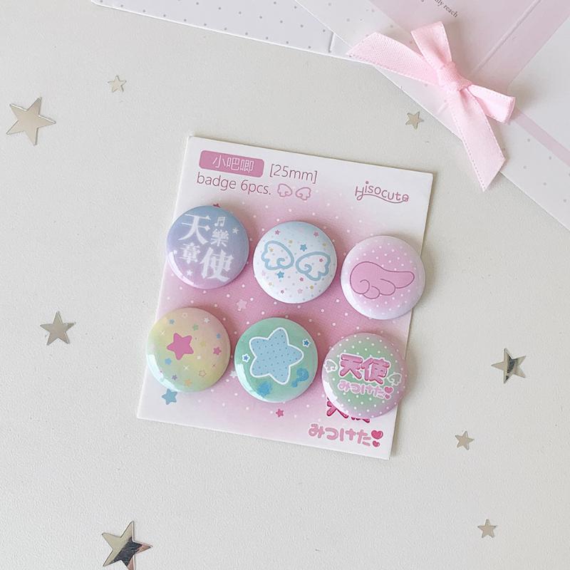 Y2K Kawaii 6/24Pcs Cartoon Badges Japanese Retro Look Ideal for DIY Arts and Crafts
