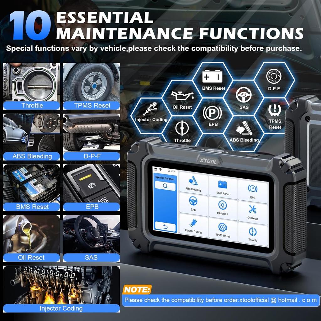 D5 OBD2 Scanner, Car Diagnostic Tool with 10 Resets, EPB, Throttle Relearn, ABS Bleed, Check Engine Light Reader, Free Update