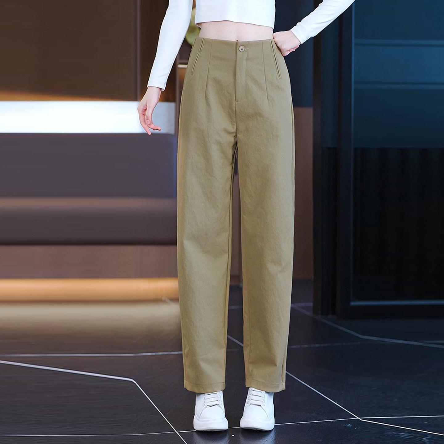 Women s 2026 Spring/Summer Drapey High-Waist Pocket Harem Pants 2XL / Waist 30 (125-135 jin)