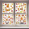 62KD 6 Sheets Autumn Thanksgiving Gnomes Window Clings Decal Fall Pumpkin Maple Leaf Electrostatic Stickers Wall Decor