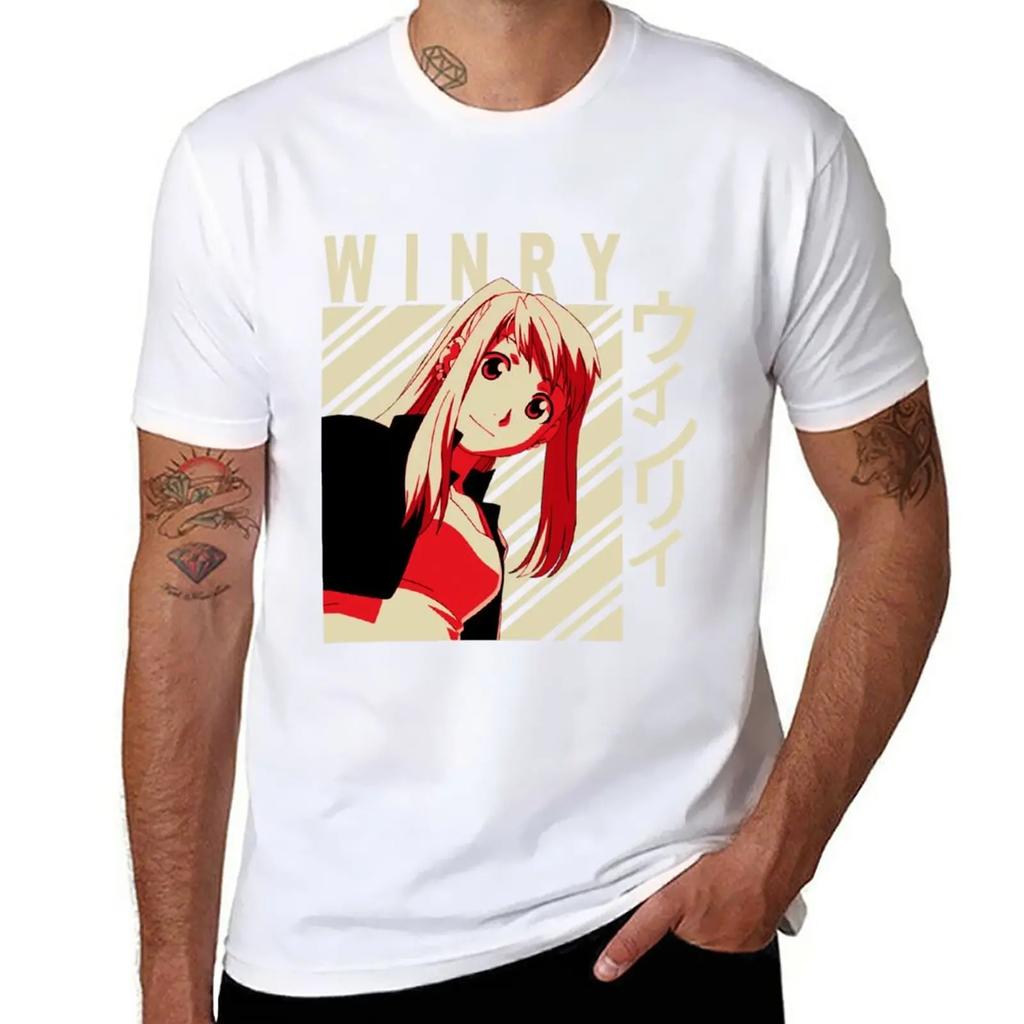 New Winry Rockbell - Vintage Art T-Shirt Black T Shirt Tops Sweat Shirts Oversized T Shirts Mens T Shirt Graphic