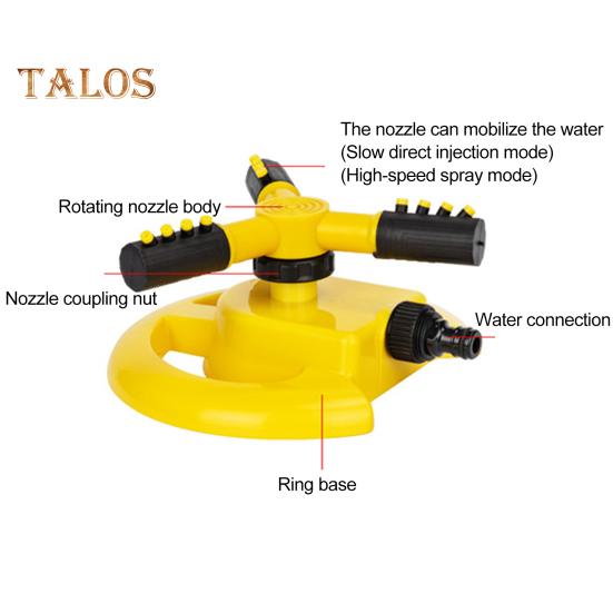 3-Arm-Rasensprinkler, 360 Grad drehbar, Großflächensprinkler, einstellbarer Wassersprühsprinkler für die Rasenbewässerung, Hofbewässerung, Kinder und spielende Haustiere