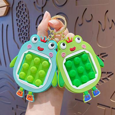 Cartoon Crown Frog Pinch Music Keychain Female Creative Decompression Car Bag Doll Keychain Small Gift