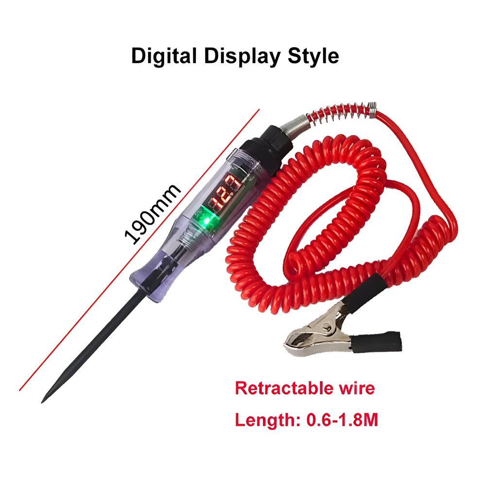1pc Car Truck Voltage Circuit Tester 6V 12V 24V DC Digital Display Long Probe Car Circuit Tester Auto Diagnostic Probe Test Pen