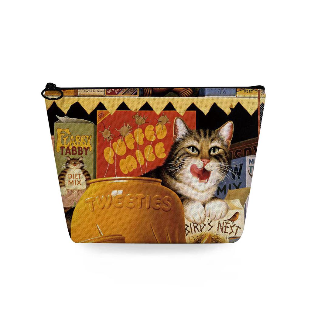 Dam Katt Tryck Sminkväska Toalettartiklar Organisera Reseförvaringsfodral 6784