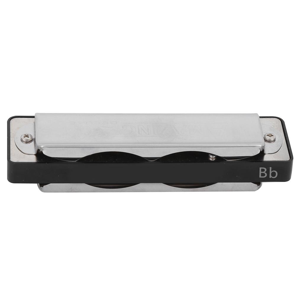 10‑Hole Harmonica Blues Bb Key Harp Wind Musical Instrument Beginner Practice AM‑20DBlack