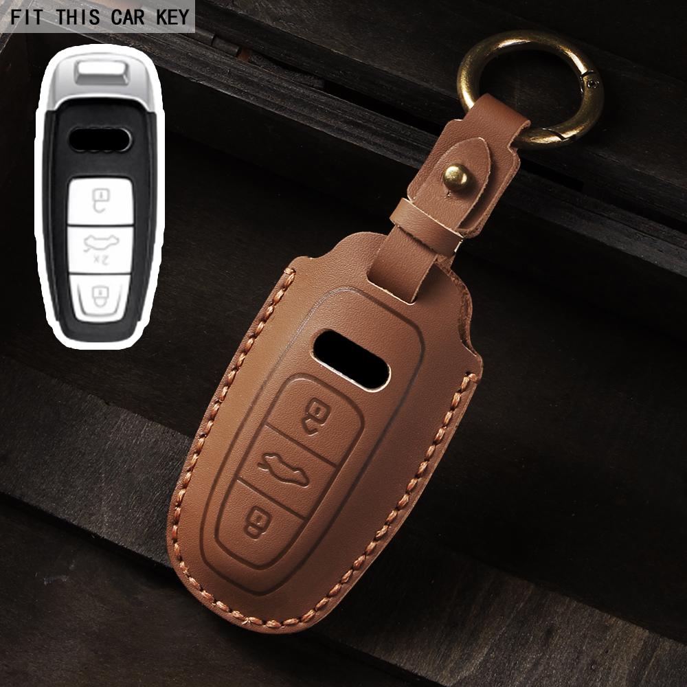 

Car Key Case Cover Key Bag for A1 A3 8v A4 B9 A5 A6 C8 Q3 Q5 Q7 Tt Keychain Accessories Car-Styling Auto Holder Shell коричневий