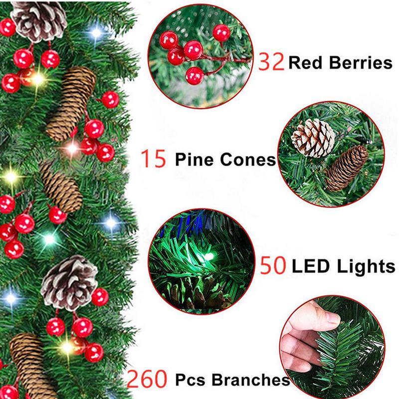 Christmas Front Door Decorations Realistic Christmas Door Garland Artificial Centerpieces Ornaments Decorations With Lights For