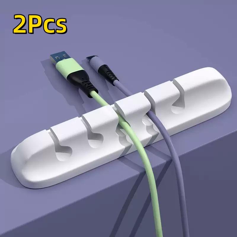 

2Pcs 5-Port Cable Organizer Storage Convenient Cable Management Clip For Table Household Workspace And Car Use Bedside Cable Tether Made