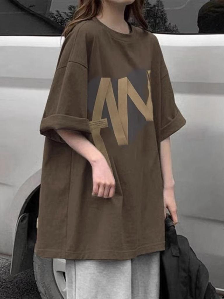 Women's Retro Oversized Heavyweight Cotton T-Shirt - Summer 2024 Design