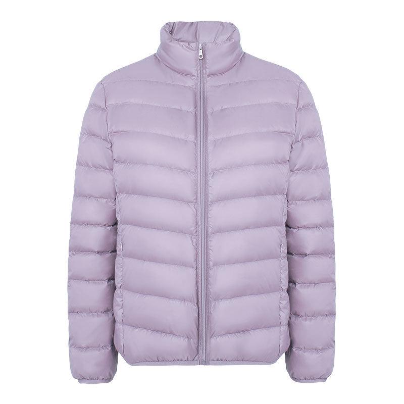 2024 Women's Slim Fit Lightweight Down Jacket - Autumn/Winter, Short, 90% White Duck Down, Stand Collar, Korean Style, Plus Size Available.