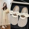 French flat-bottom bow fishing net bag head half slippers women's summer wear 2025 new one-pedal single shoes sandals