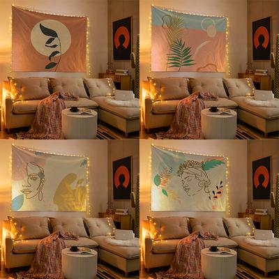 Bohemian Tapestry Room Art Deco Background Cloth Abstract Geometric Face Leaves Tapestry Home Decor