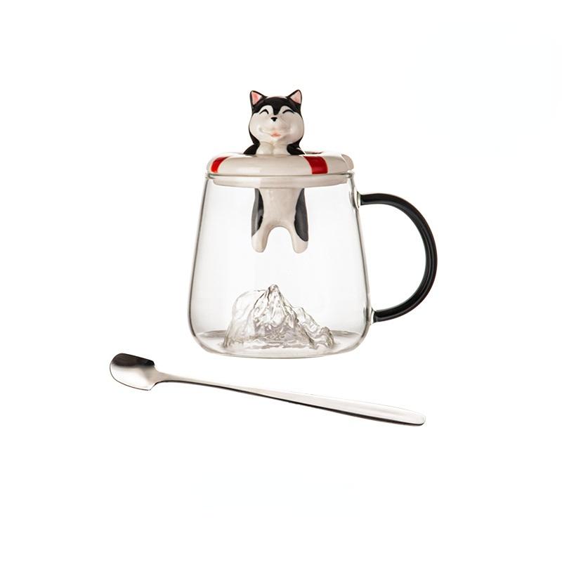 

Уникальная 3D-кружка в виде собаки с крышкой-ложкой Kawaii, чашки для кофе, чая, персонализированные подарочные стаканы для напитков, кружки 301-400ml