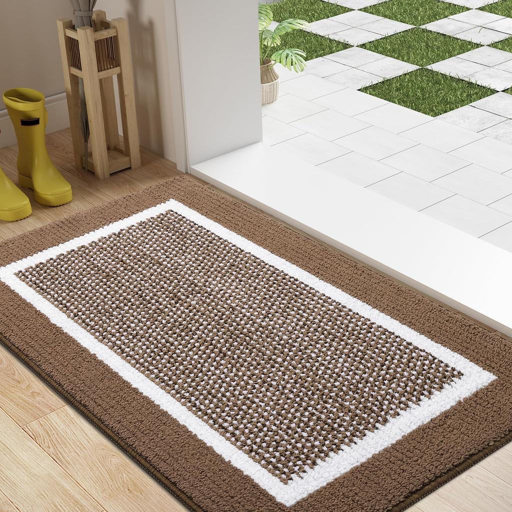 Olanly Durable Door Mat Family Anti-slip Carpet Floor Indoor Mat Absorbent Entrance Door Mats Dirt Resistant Easy to Clean Rug