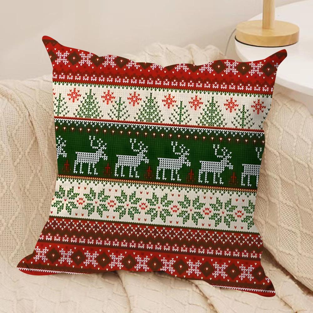 Christmas Plaid Cushion Cover Silky Short Plush DoubleSided Printed Pillow Case for Sofa All Seasons Home Decor Gift