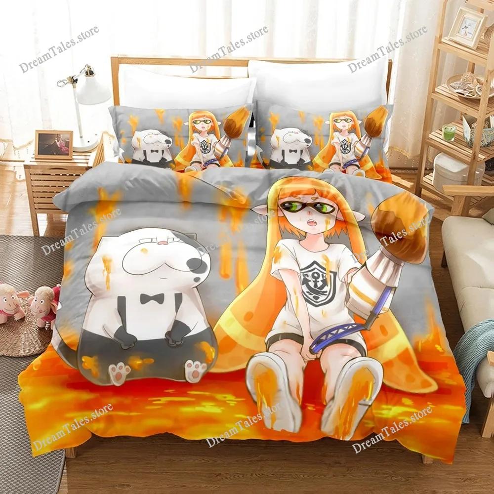 Splatoon Bedding Set Single Twin Full Queen King Size Bed Set Adult Kid Bedroom Duvet Cover Sets 3D Print Game Bed Sheet Set