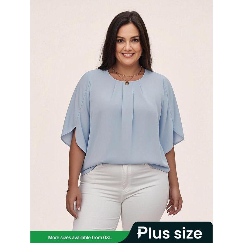 Q 46823 Half-Sleeve Chiffon Top 5XL