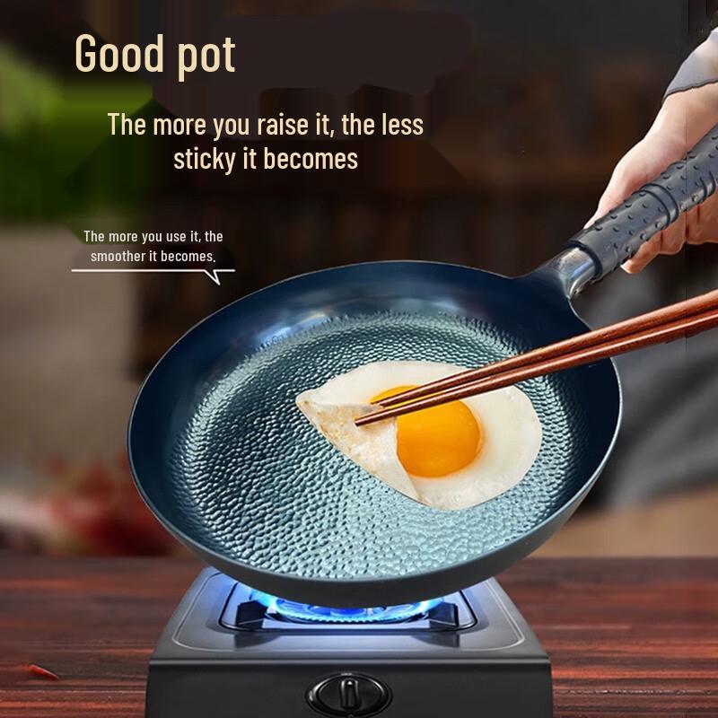 Zhangqiu Hand-Forged Wrought Iron Flat-Bottom Frying Pan