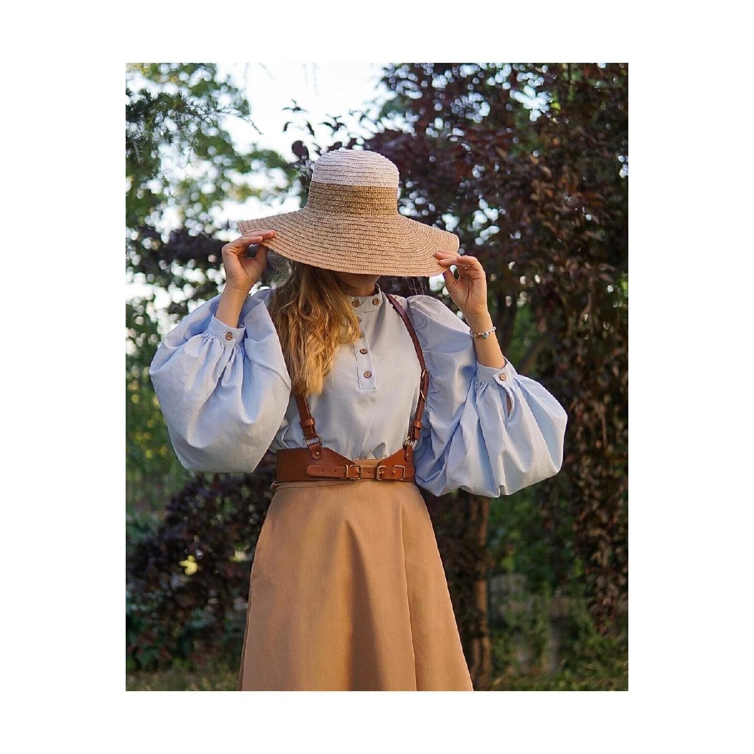 

Baby Blue Balloon Sleeve Vintage Shirt S/M розовый