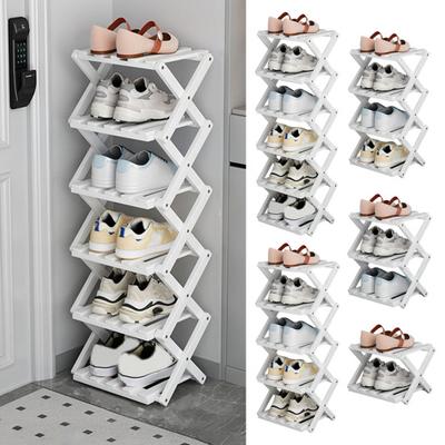 Estante organizador de zapatos plegable de bambú, resistente, portátil, independiente, para entrada
