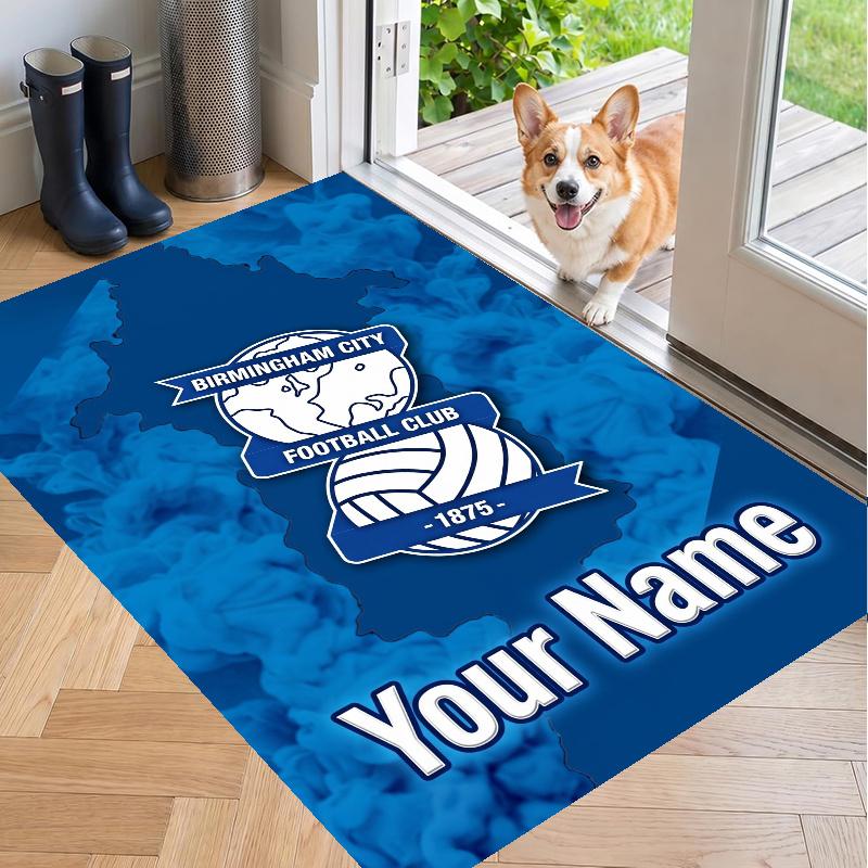 Custom Name Birmingham City Crystal Velvet Floor Rug Personalized Text Soft Carpet Home Decor