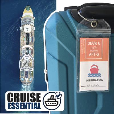 5Pcs/Set Luggage Tag Holder with Steel Ring Clear Waterproof Zip Seal Reusable Luggage Label Sleeve Cruise Essentials