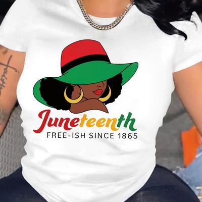 Resort Style Spring and Summer Women's Clothing Since 1865 Juneteenth Letter Print Black Men's Short-sleeved Clothing